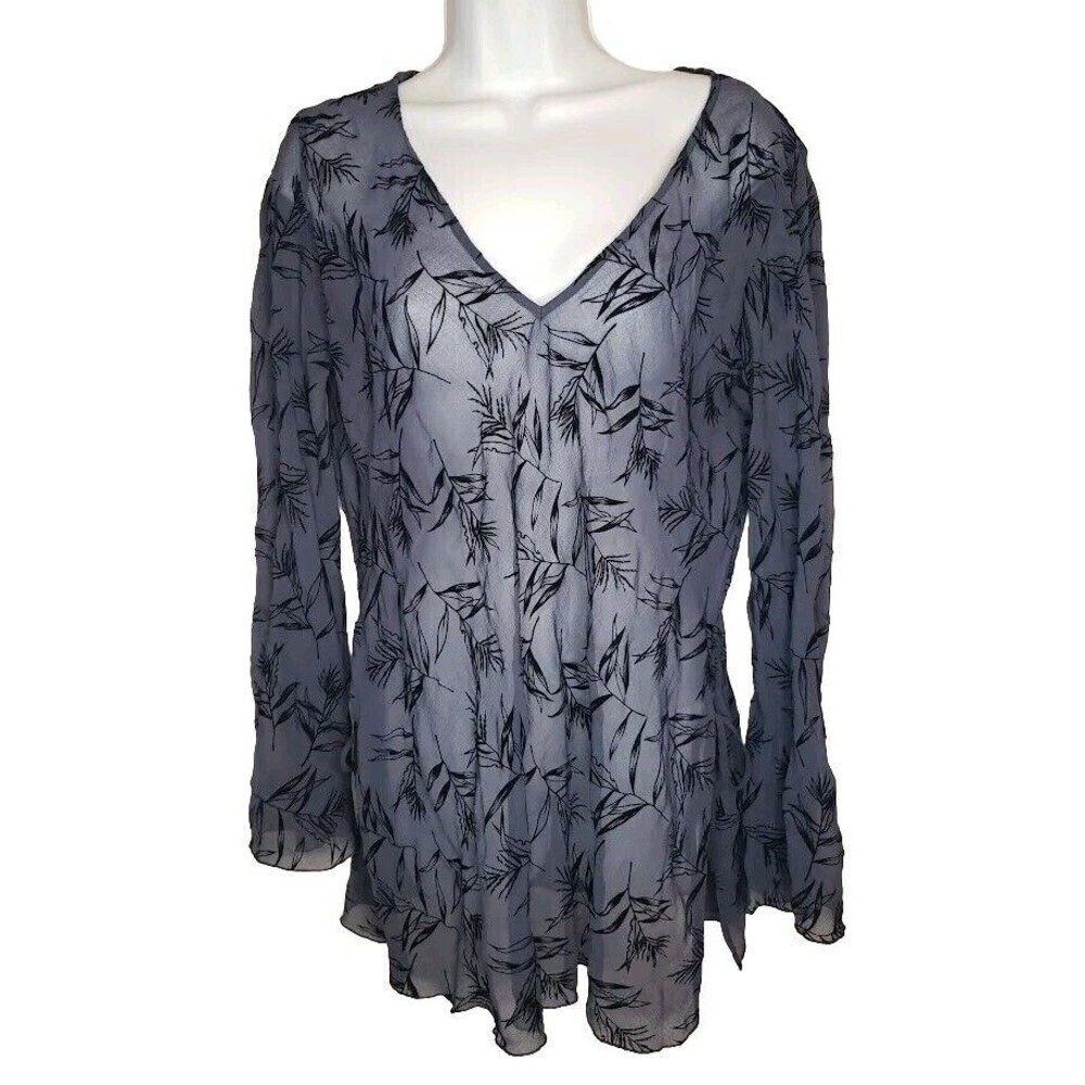 (Sz M) Victoria's Secret Sheer Leaf Pattern Coverup (Color Blue) Long Sleeve